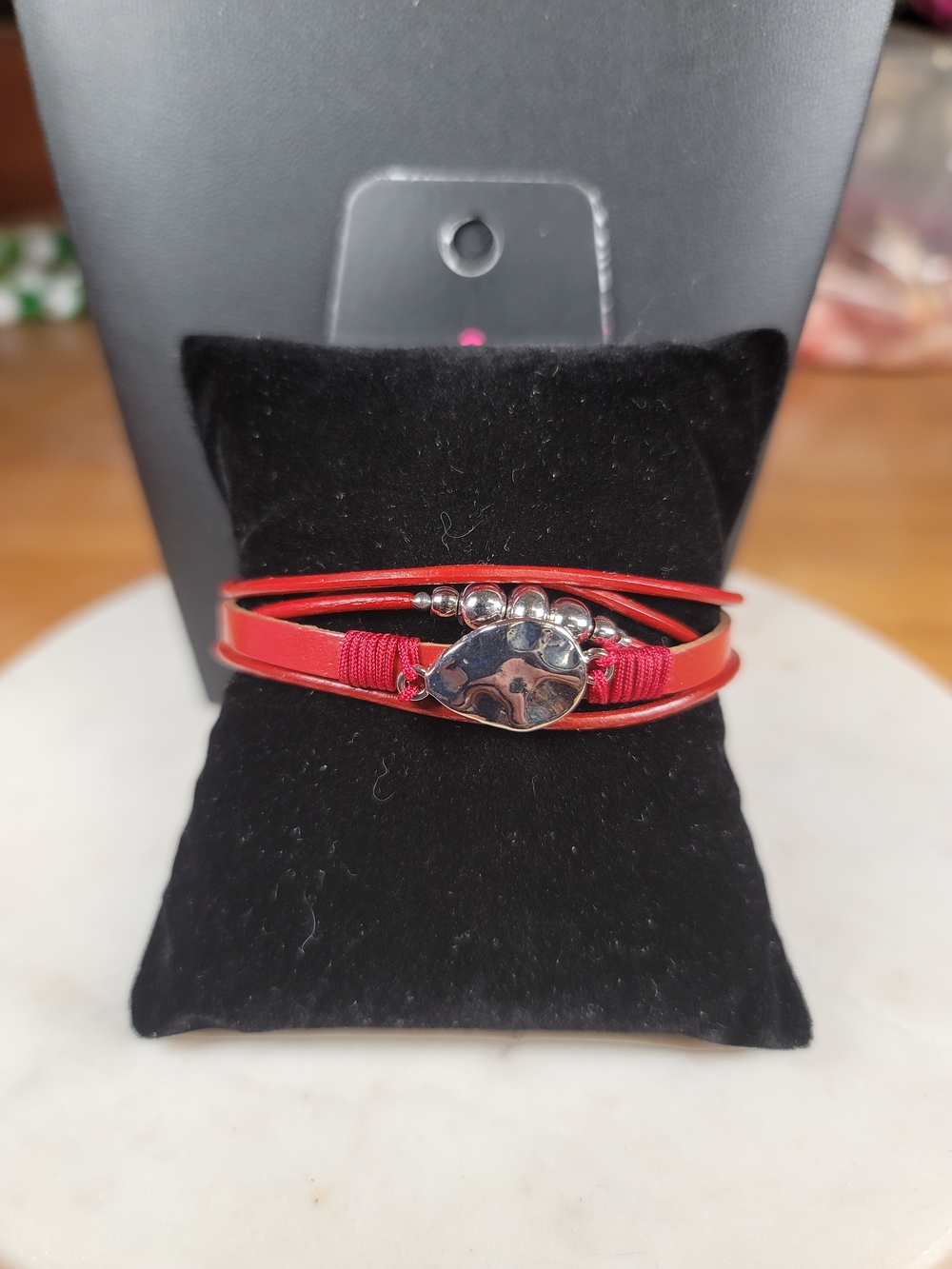 paparazzi Red Multi-Strand Leather  Magnetic Closure Bracelet